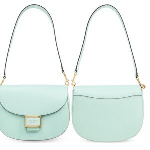 Kate Spade Katy Mint Lique Shoulder Bag with Gold Hardware & Crossbody Strap